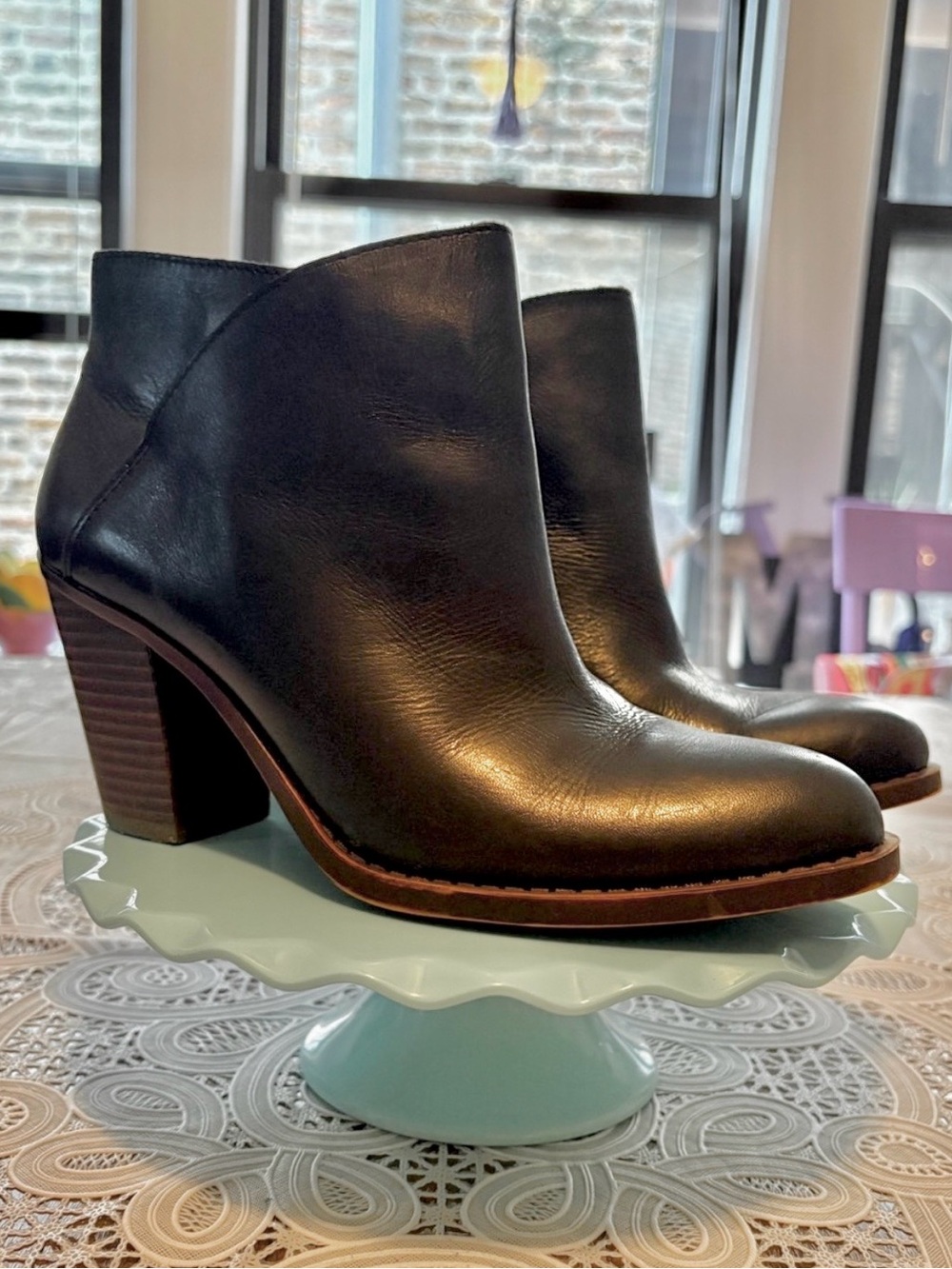 Lucky Brand Black Leather Cutout Ankle Booties